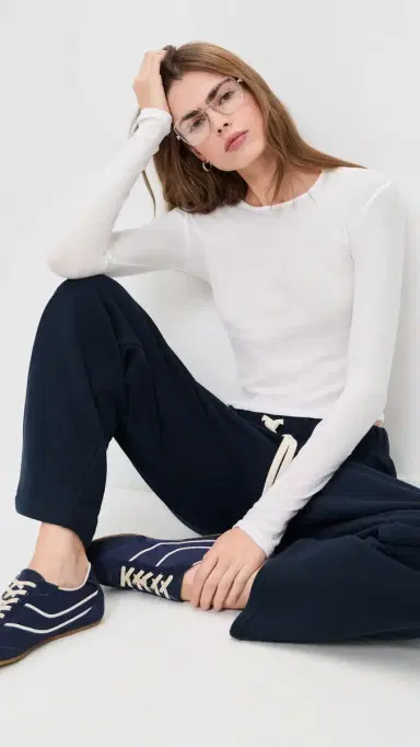 perfectwhitetee Inna French Jersey Long Sleeve Tee White L | Thumbnail 5