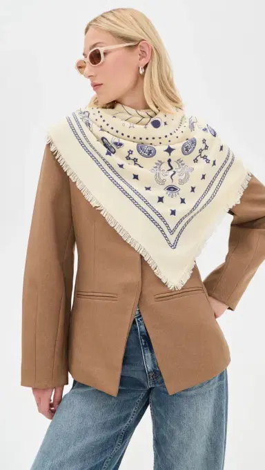Freya Cosmic Rodeo Cashmere Bandana Scarf Butter/Navy One Size | Thumbnail 3 Freya Cosmic Rodeo Cashmere Bandana Scarf Butter/Navy One Size | Thumbnail 3