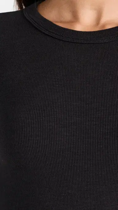 ENZA COSTA Textured Rib ong Sleeve Crew Tee Black | Thumbnail 6