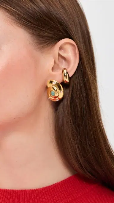 Lizzie Fortunato Nautilus Stud Earrings Gold One Size | Thumbnail 3