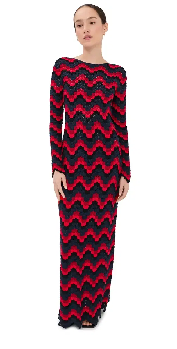 ESCVDO Ursula Crochet axi Dress Red/Navy