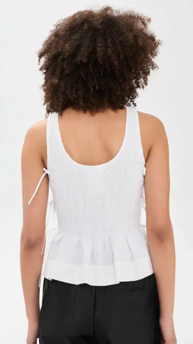 Ganni Cotton Poplin Smock Tie String Top | Thumbnail 3