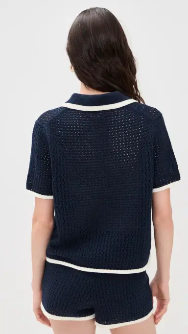 Velvet Lumae Polo Top Navy | Thumbnail 3