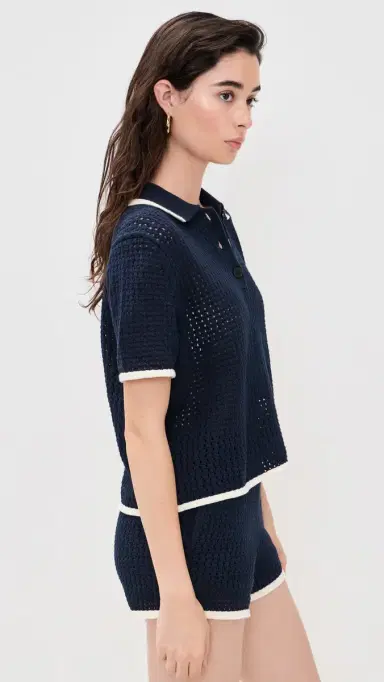 Velvet Lumae Polo Top Navy | Thumbnail 4