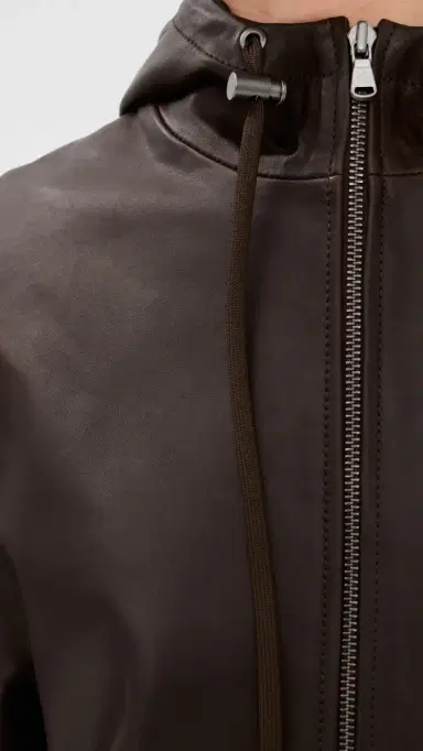 Tibi Leather Zip Up Hoodie Jacket Brown S | Thumbnail 6 Tibi Leather Zip Up Hoodie Jacket Brown S | Thumbnail 6