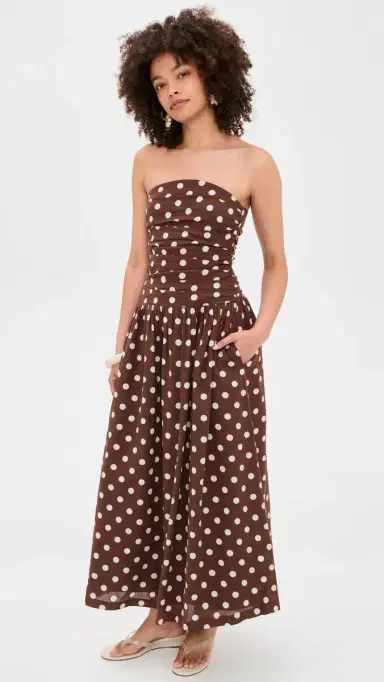 Joe's Jeans The Reina Linen Maxi Dress Chocolate/Ecru Dot | Thumbnail 2 Joe's Jeans The Reina Linen Maxi Dress Chocolate/Ecru Dot | Thumbnail 2