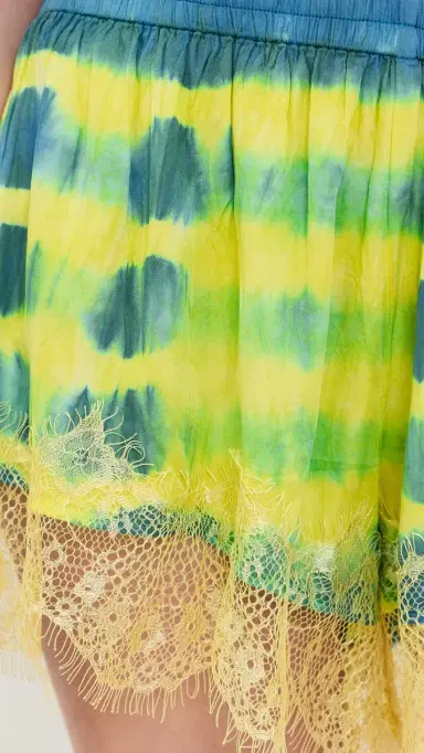 Ciao Ciao Vacation Curacao Tie Dye Lace Trim Shorts Green/Blue | Thumbnail 6