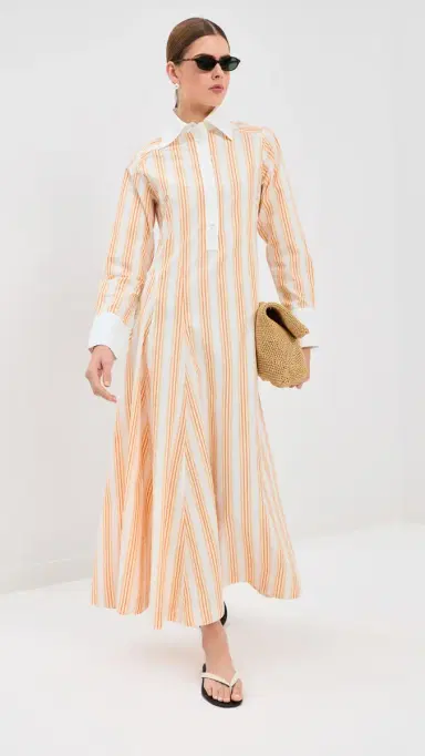 Rosie Assoulin Groovy Shirt Dress Creamsicle | Thumbnail 5