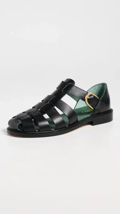 Vinny's Leather Fisherman Sandals Black Nappa | Thumbnail 2