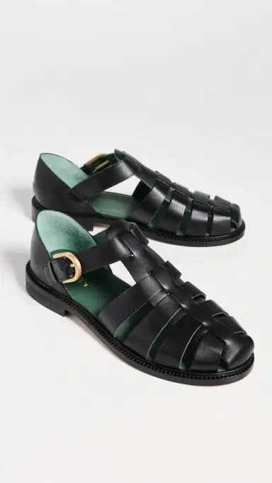 Vinny's Leather Fisherman Sandals Black Nappa | Thumbnail 4