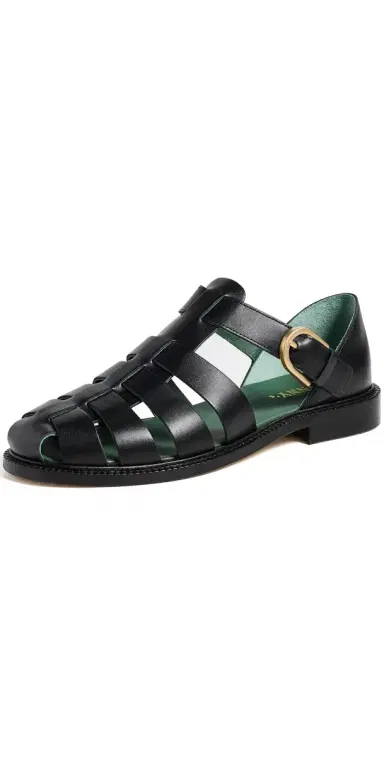 Vinny's Leather Fisherman Sandals Black Nappa | Thumbnail 1