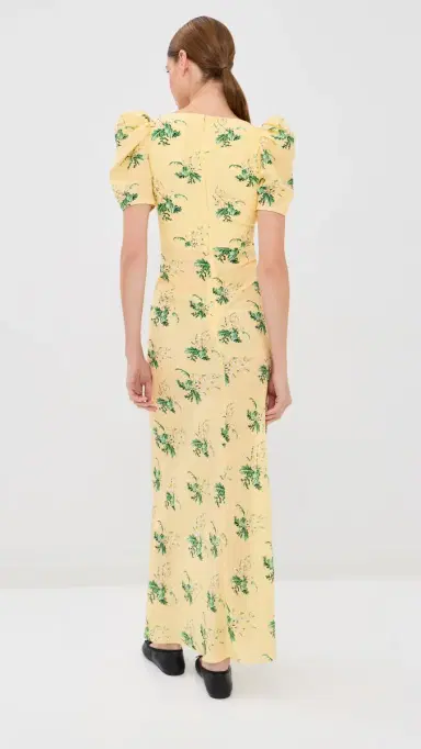Rodarte Yellow Bouquet Floral Silk Crepe Dress Yellow 6 | Thumbnail 3 Rodarte Yellow Bouquet Floral Silk Crepe Dress Yellow 6 | Thumbnail 3