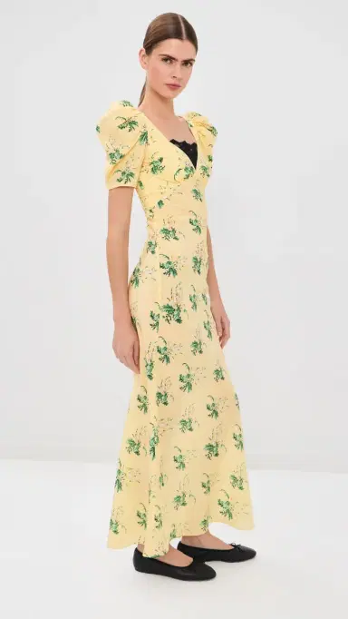 Rodarte Yellow Bouquet Floral Silk Crepe Dress Yellow 6 | Thumbnail 4 Rodarte Yellow Bouquet Floral Silk Crepe Dress Yellow 6 | Thumbnail 4