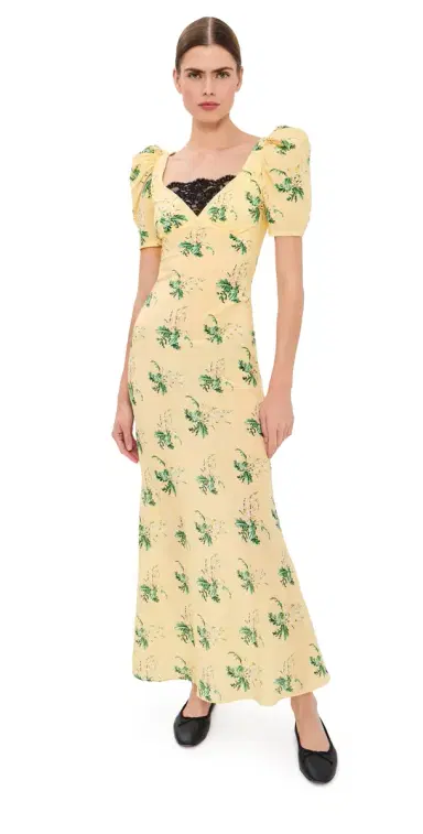 Rodarte Yellow Bouquet Floral Silk Crepe Dress Yellow 6 | Thumbnail 1 Rodarte Yellow Bouquet Floral Silk Crepe Dress Yellow 6 | Thumbnail 1