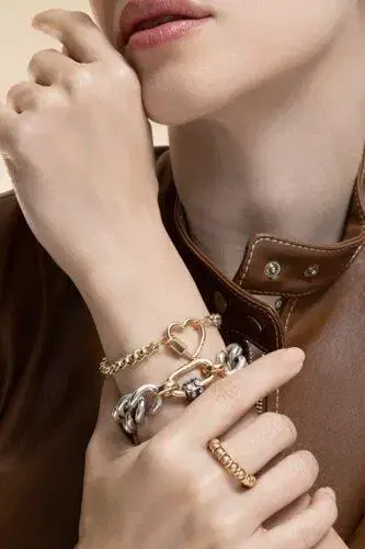 Marla Aaron Mega Curb Bracelet - Silver Yellow Gold - 6iin | Thumbnail 4