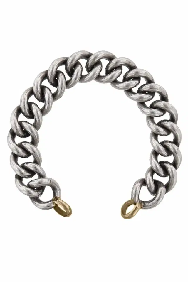 Marla Aaron Mega Curb Bracelet - Silver Yellow Gold - 6iin