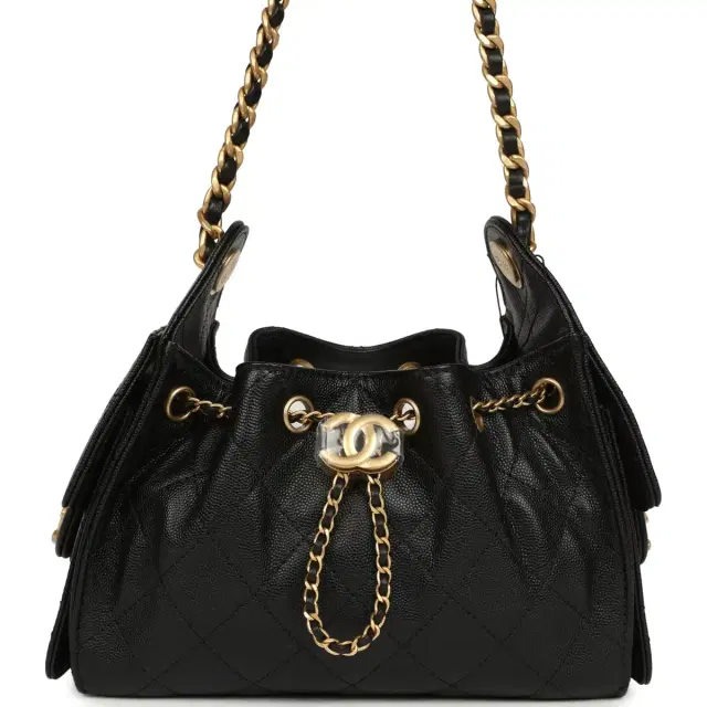 Chanel Chanel Mini 25 Hobo Bag Black Caviar Antique Gold Hardware