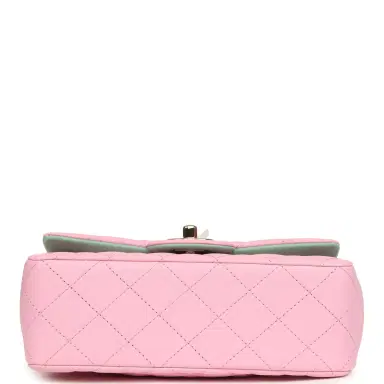 Chanel Chanel Mini Rectangular Flap Bag with Top Handle Pink and Green Lambskin Light Gold Hardware | Thumbnail 6 Chanel Chanel Mini Rectangular Flap Bag with Top Handle Pink and Green Lambskin Light Gold Hardware | Thumbnail 6