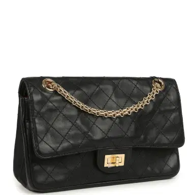 Chanel Chanel Small "Crush" Reissue 225 2.55 Crush Double Flap Bag Black Lambskin Gold Hardware | Thumbnail 2 Chanel Chanel Small "Crush" Reissue 225 2.55 Crush Double Flap Bag Black Lambskin Gold Hardware | Thumbnail 2