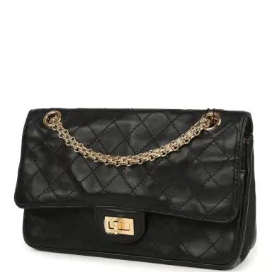 Chanel Chanel Small "Crush" Reissue 225 2.55 Crush Double Flap Bag Black Lambskin Gold Hardware | Thumbnail 5 Chanel Chanel Small "Crush" Reissue 225 2.55 Crush Double Flap Bag Black Lambskin Gold Hardware | Thumbnail 5