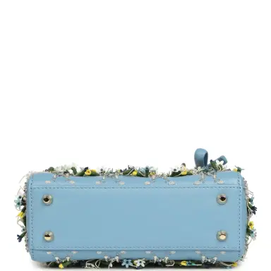 Dior Christian Dior Mini Lady Dior Bag "3D Garden" Blue Multi Embellished Lambskin Light Gold Hardware | Thumbnail 6