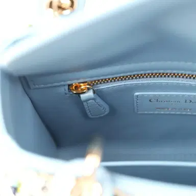 Dior Christian Dior Mini Lady Dior Bag "3D Garden" Blue Multi Embellished Lambskin Light Gold Hardware | Thumbnail 9