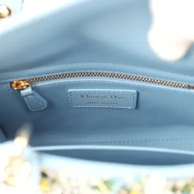 Dior Christian Dior Mini Lady Dior Bag "3D Garden" Blue Multi Embellished Lambskin Light Gold Hardware | Thumbnail 10