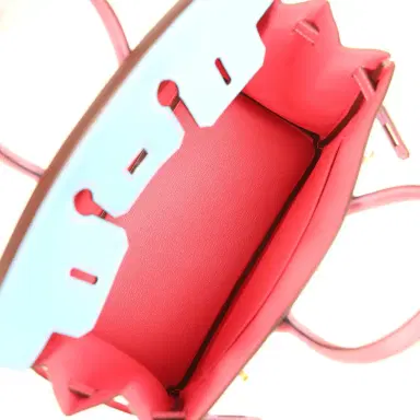 HERMÈS Hermes Special Order (HSS) Birkin 25 Celeste and Rose Lipstick Chevre Mysore Brushed Gold Hardware | Thumbnail 8 HERMÈS Hermes Special Order (HSS) Birkin 25 Celeste and Rose Lipstick Chevre Mysore Brushed Gold Hardware | Thumbnail 8