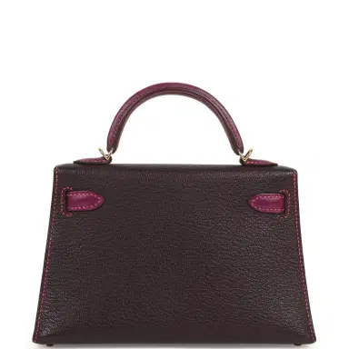 HERMÈS Hermes Special Order (HSS) Kelly Sellier 20 Raisin and Anemone Chevre Mysore Permabrass Hardware | Thumbnail 4 HERMÈS Hermes Special Order (HSS) Kelly Sellier 20 Raisin and Anemone Chevre Mysore Permabrass Hardware | Thumbnail 4
