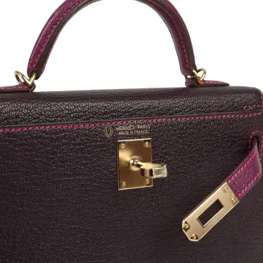 HERMÈS Hermes Special Order (HSS) Kelly Sellier 20 Raisin and Anemone Chevre Mysore Permabrass Hardware | Thumbnail 7 HERMÈS Hermes Special Order (HSS) Kelly Sellier 20 Raisin and Anemone Chevre Mysore Permabrass Hardware | Thumbnail 7