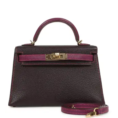HERMÈS Hermes Special Order (HSS) Kelly Sellier 20 Raisin and Anemone Chevre Mysore Permabrass Hardware | Thumbnail 1 HERMÈS Hermes Special Order (HSS) Kelly Sellier 20 Raisin and Anemone Chevre Mysore Permabrass Hardware | Thumbnail 1