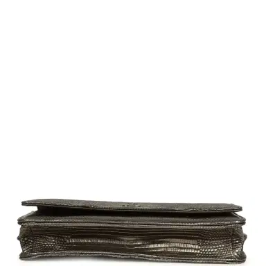 Chanel Pre-owned Chanel Wallet On Chain WOC Anthracite Lizard Ruthenium Hardware | Thumbnail 6
