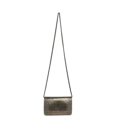 Chanel Pre-owned Chanel Wallet On Chain WOC Anthracite Lizard Ruthenium Hardware | Thumbnail 7