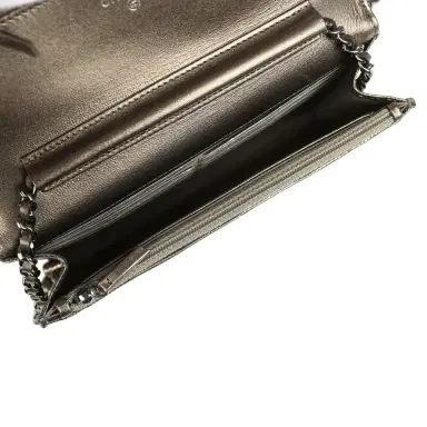Chanel Pre-owned Chanel Wallet On Chain WOC Anthracite Lizard Ruthenium Hardware | Thumbnail 9