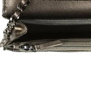 Chanel Pre-owned Chanel Wallet On Chain WOC Anthracite Lizard Ruthenium Hardware | Thumbnail 10