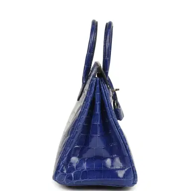 HERMÈS Pre-owned Hermes Birkin 25 Bleu Electric Shiny Niloticus Crocodile Palladium Hardware | Thumbnail 3 HERMÈS Pre-owned Hermes Birkin 25 Bleu Electric Shiny Niloticus Crocodile Palladium Hardware | Thumbnail 3