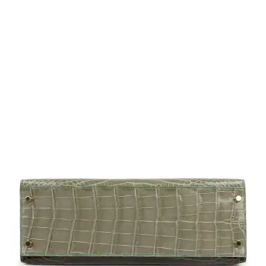 HERMÈS Pre-owned Hermes Special Order (HSS) Kelly Sellier 32 Graphite, Gris Tourterelle and Geranium Shiny Niloticus Crocodile Brushed Gold Hardware | Thumbnail 6 HERMÈS Pre-owned Hermes Special Order (HSS) Kelly Sellier 32 Graphite, Gris Tourterelle and Geranium Shiny Niloticus Crocodile Brushed Gold Hardware | Thumbnail 6