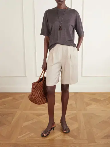 LESET Kim Pleated Woven Shorts | Thumbnail 2