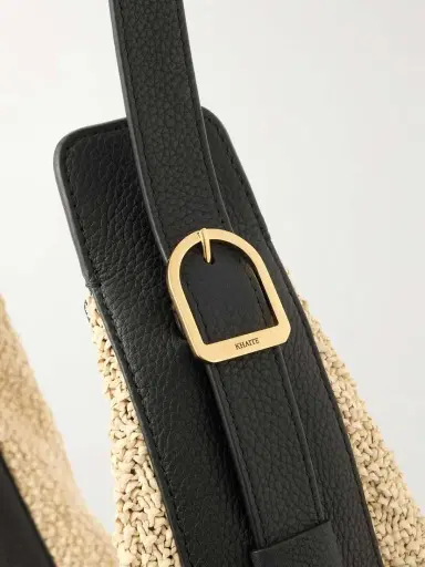 Khaite Augustina Leather-trimmed Raffia Shoulder Bag | Thumbnail 4
