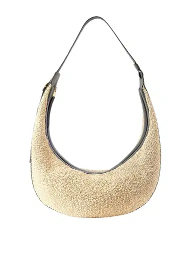 Khaite Augustina Leather-trimmed Raffia Shoulder Bag | Thumbnail 1