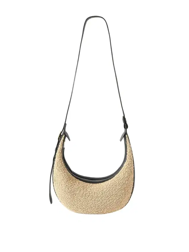 Augustina Small Leather-trimmed Raffia Shoulder Bag