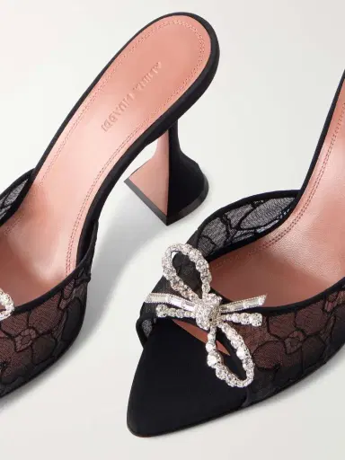 Amina Muaddi Rosie 95 Crystal-embellished Lace Sandals | Thumbnail 5 Amina Muaddi Rosie 95 Crystal-embellished Lace Sandals | Thumbnail 5