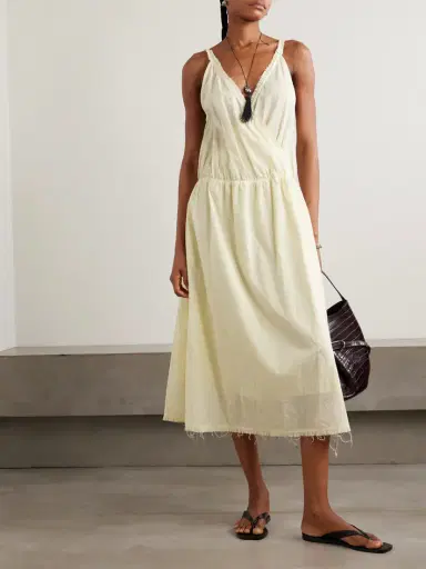Deiji Studios Crossed Wrap-effect Striped Organic Cotton Midi Dress | Thumbnail 2