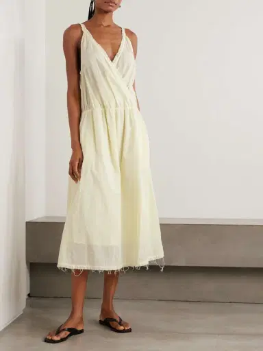 Deiji Studios Crossed Wrap-effect Striped Organic Cotton Midi Dress | Thumbnail 3