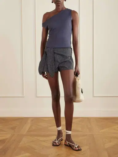 Deiji Studios Belted Striped Organic Cotton Shorts | Thumbnail 3 Deiji Studios Belted Striped Organic Cotton Shorts | Thumbnail 3