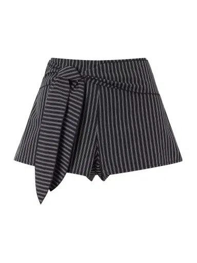Deiji Studios Belted Striped Organic Cotton Shorts | Thumbnail 1 Deiji Studios Belted Striped Organic Cotton Shorts | Thumbnail 1