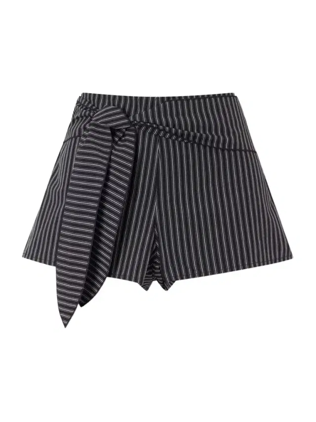 Belted Striped Organic Cotton Shorts