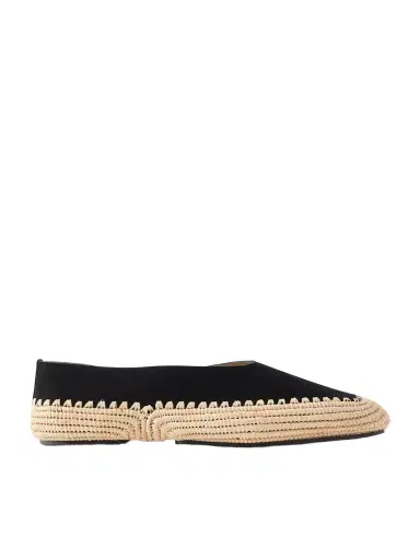 Gabriela Hearst Strength Suede And Raffia Flat | Thumbnail 1
