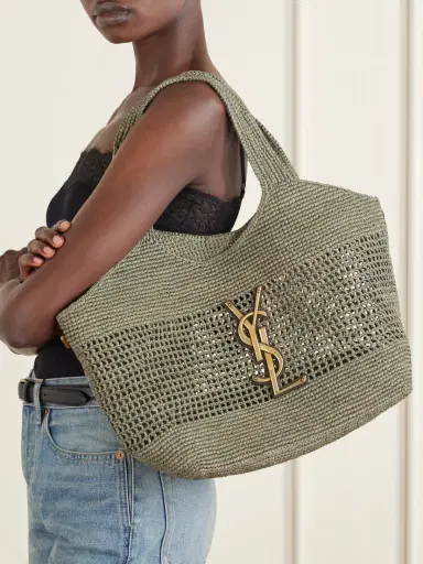 Saint Laurent Icare Maxi Leather-trimmed Raffia Tote | Thumbnail 2 Saint Laurent Icare Maxi Leather-trimmed Raffia Tote | Thumbnail 2