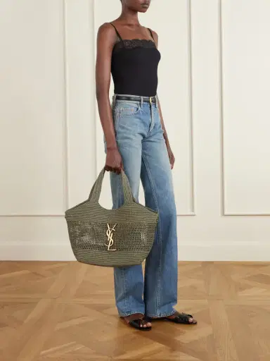 Saint Laurent Icare Maxi Leather-trimmed Raffia Tote | Thumbnail 3 Saint Laurent Icare Maxi Leather-trimmed Raffia Tote | Thumbnail 3
